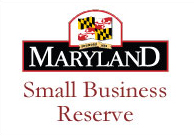 A small business reserve logo with the maryland state seal.